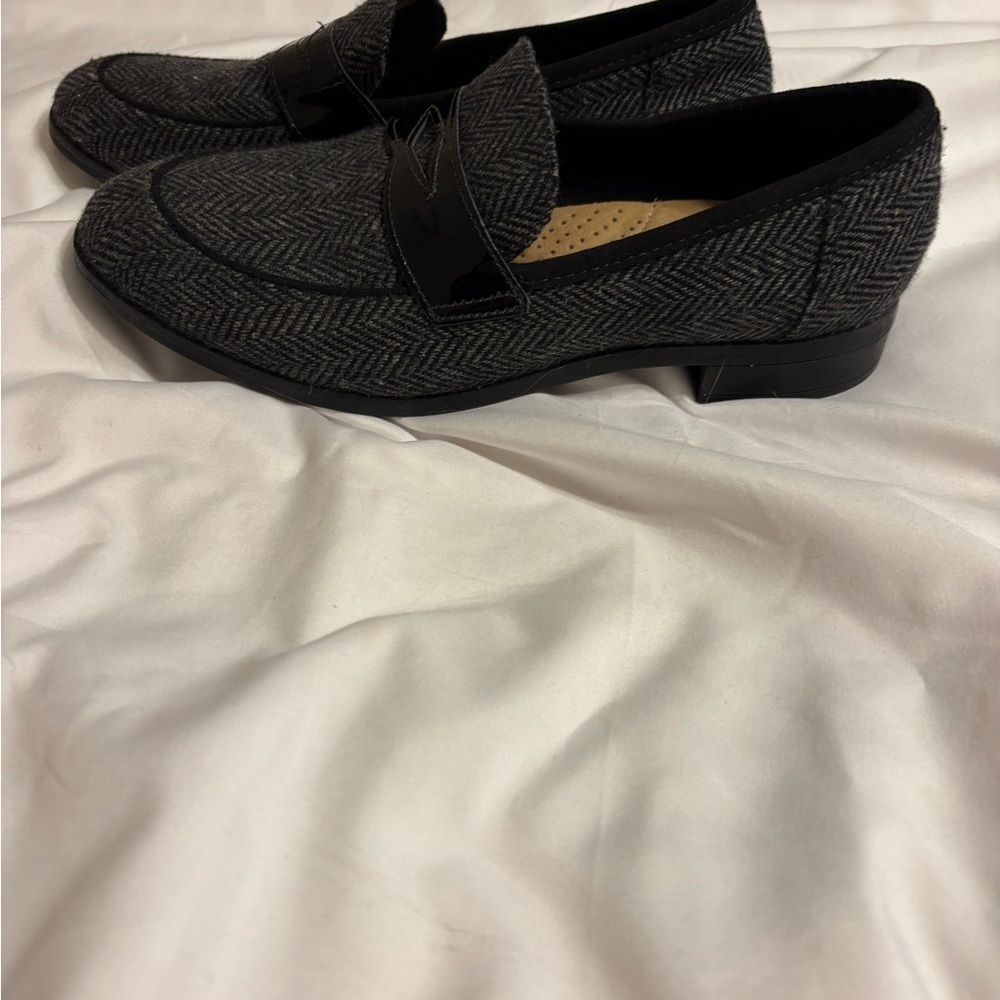 Clarks Tweed Penny Loafers Women’s Size 8 Classic Work Shoes - Picture 5 of 7